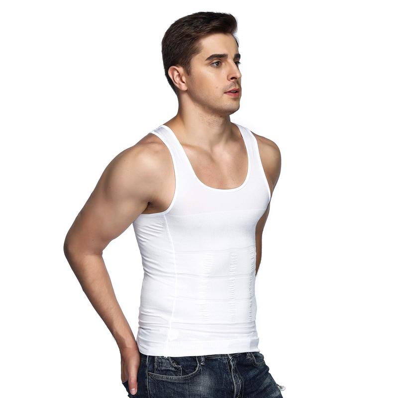 Odoland Sports mens 5 Pack Body Shaper  Tummy Vest Thermal  Shirt Tank Top Shapewear