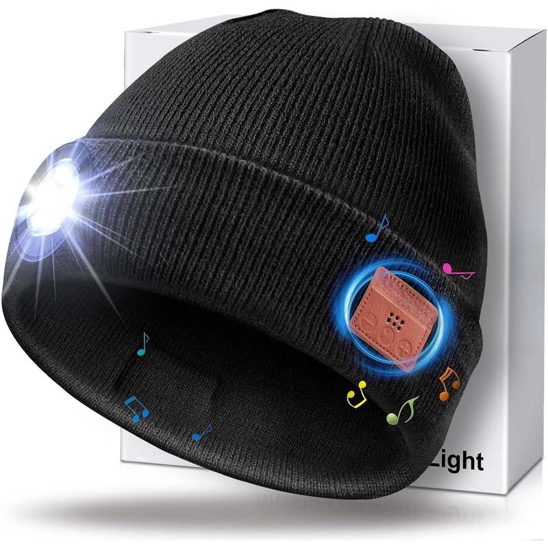 Beanie with Light, LED Beanie Hat with Headphones, Mens Gifts for Christmas Birthday Stocking Stuffers for Men , Cool Tech Gifts for Men Teen Boys Dad Teens Him