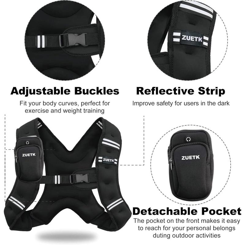 Weighted Vest, 6lb 8lb 12lb 16lb 20lb 25lb 30lb Weight Vest with Reflective Stripe, Weighted Vest for Men Women Workout Equipment for Strength Training, Running, Jogging, Fitness, Weight Loss