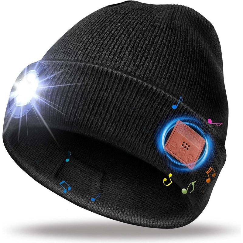 Beanie with Light, LED Beanie Hat with Headphones, Mens Gifts for Christmas Birthday Stocking Stuffers for Men , Cool Tech Gifts for Men Teen Boys Dad Teens Him