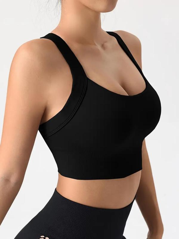 Women's Criss Cross Backless Sports Bra, Solid Color Wireless Sports Top, Ladies Sportswear Clothing for Indoor Outdoor Wear