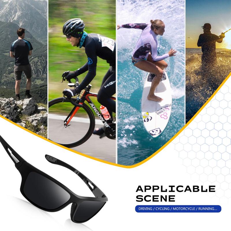 Sports Sunglasses Men Women Polarized UV400 Protective Eyewear Driving and Fishing Goggles with Lanyard UV Protective Travel Accessories