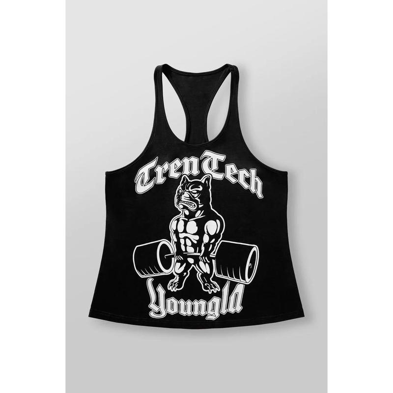 YOUNGLA American New Men'S I-Word Undershirt Sports Fitness Cross-Body Sleeveless Cotton Loose Running Shoulders