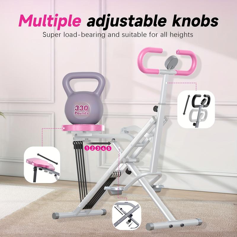 Home Squat Machine, Denim Competitive Core Exercise Machine, 330 Lbs Foldable, Adjustable 4 One Resistance Band, for Hip Riding and Rowing Machine, Abdominal Muscle Back Leg Pushing Hip Thrust