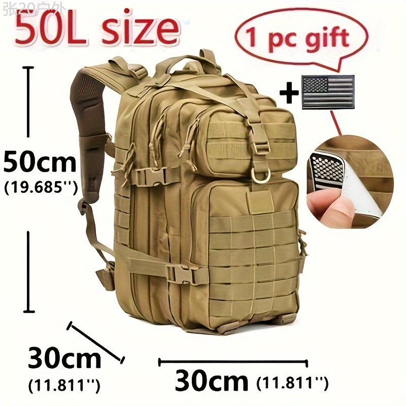 Waterproof 1000D Nylon Backpack - Tactical Outdoor Rucksack for Camping, Hiking, Fishing & Hunting | 25L 50L Capacity with Laptop Compartment - For Men & Women - Durable & Spacious - Ideal Gift for Adventurers & Outdoor Enthusiasts