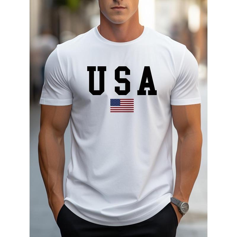 Premium Crew Neck USA Graphic T-shirt - Lightweight Summer Sports Shirt for Men - Stylish, Comfortable & Versatile Casual Wear Made in USA