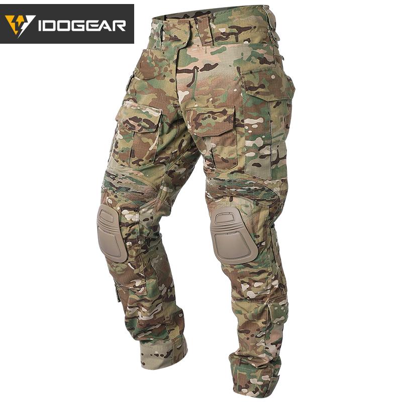 IDOGEAR Men's G3 Combat Camo Pants with Knee Pads Multi-Camo Trousers Outdoor Pants 3201