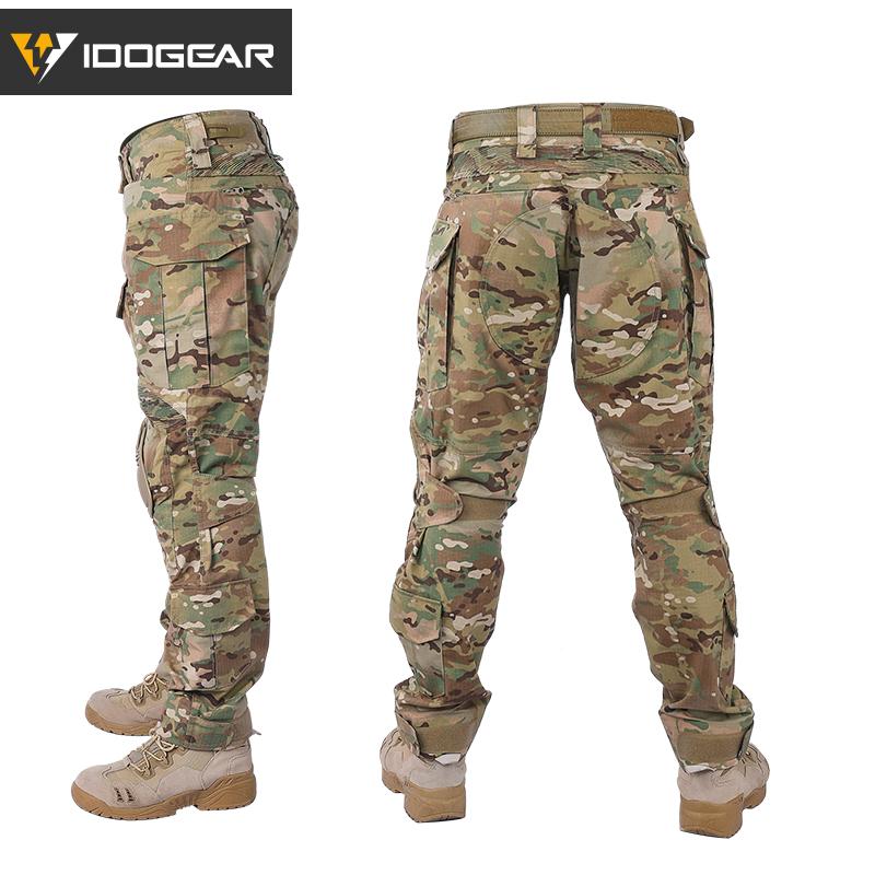 IDOGEAR Men's G3 Combat Camo Pants with Knee Pads Multi-Camo Trousers Outdoor Pants 3201