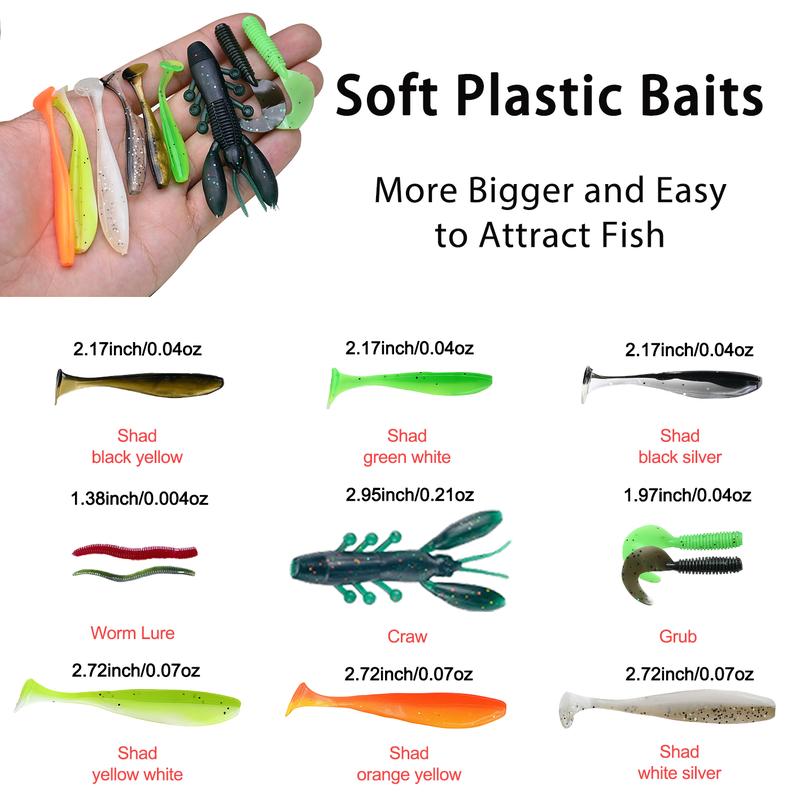 2024 Christmas Gift 82PCS Outdoor Fishing Lure for Fisher Adult Men Teen Boy Father Grandpa Brother Boyfriend Custom Fishing Lures Fishing Lure Kit for Freshwater Saltwater Bass Trout Including Minnow Soft Plastic Worm Crankbaits Poppers