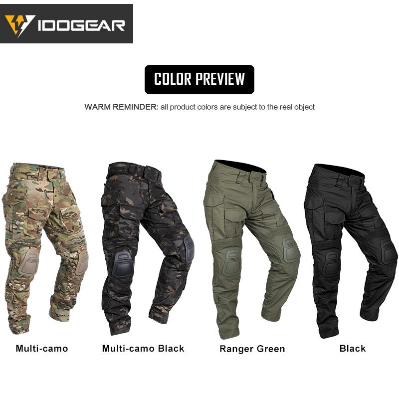 IDOGEAR Men's G3 Combat Camo Pants with Knee Pads Multi-Camo Trousers Outdoor Pants 3201