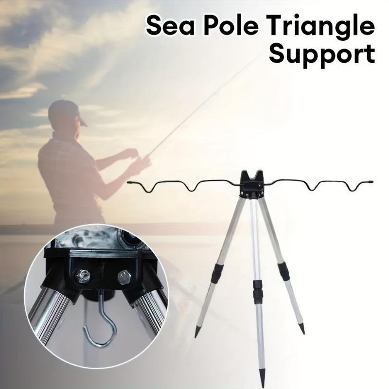 Aluminum Alloy Fishing Rod Holder, 1 Count Retractable Adjustable Tripod, Outdoor Fishing Accessories for Outdoor Fishing