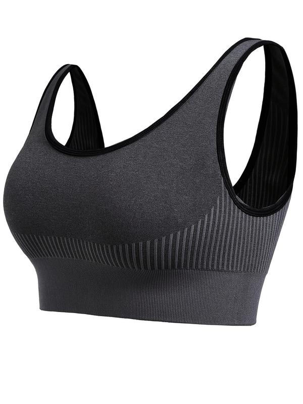 Plus Size Sports Solid Textured Bralette Lingerie Top for Women, Sporty Casual Wireless Push Up Bra for Gym Workout Yoga, Women Plus Clothing for All Seasons