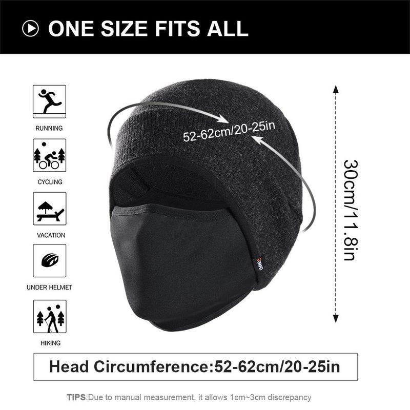 Christmas 2 in 1 Winter Thermal Beanie Hat, Windproof Warm Skull Hat, Head Protection, Halloween Helmet Liner Face Mask, Cold Weather Headwear for Skiing Snowboarding Cycling Motorcycle