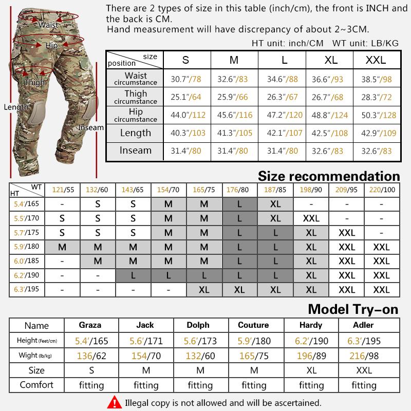 IDOGEAR Men's G3 Combat Camo Pants with Knee Pads Multi-Camo Trousers Outdoor Pants 3201