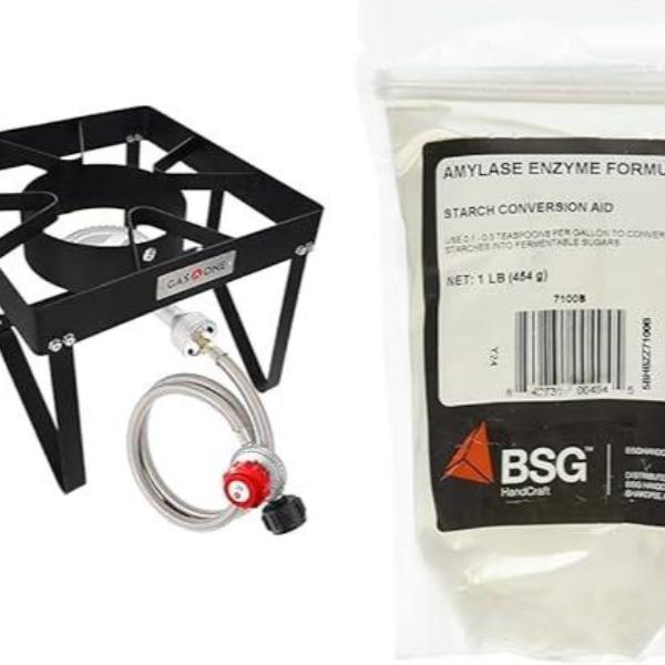 GasOne B-5200K Outdoor Cooker with High Pressure Steel Braided Hose Propane Burner Camp Stove