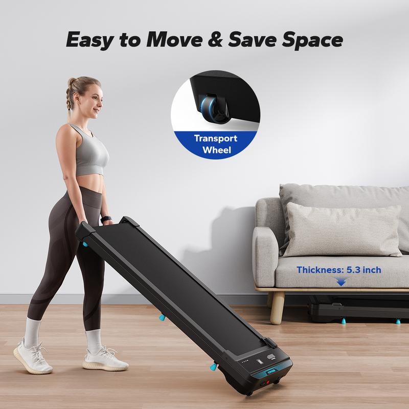 MERACH Under Desk Treadmill, 2-in-1 Walking Pad for Walking and Jogging 2.25HP Low-Noise Treadmill with Remote Control Lanyard 220lbs Weight Capacity