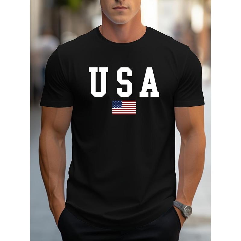 Premium Crew Neck USA Graphic T-shirt - Lightweight Summer Sports Shirt for Men - Stylish, Comfortable & Versatile Casual Wear Made in USA