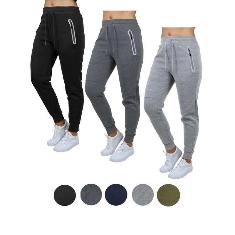 3-Pack Women's Loose Fit Fleece Jogger Sweatpants