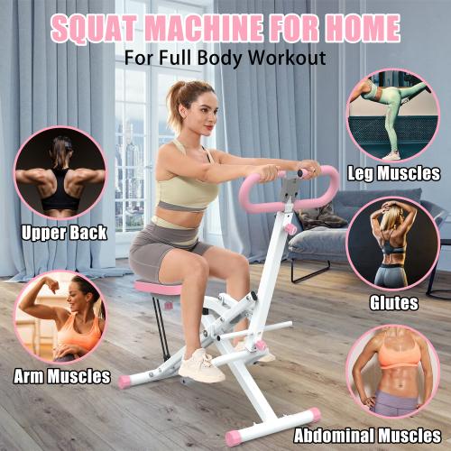 Squat Machine for Home, Adjustable 4 Resistance Bands,RodeoCore Exercise Machine, Ride & RowingMachine for Botty Glutes Butt Thighs, Foldable 330LBS, AbBack Leg Press Hip Thrust Christmas Gift