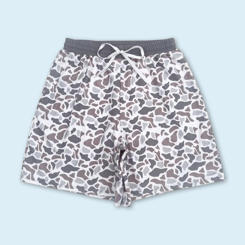 Adult Grey Camouflage Beach Wear Swim Trunks Summer Shorts