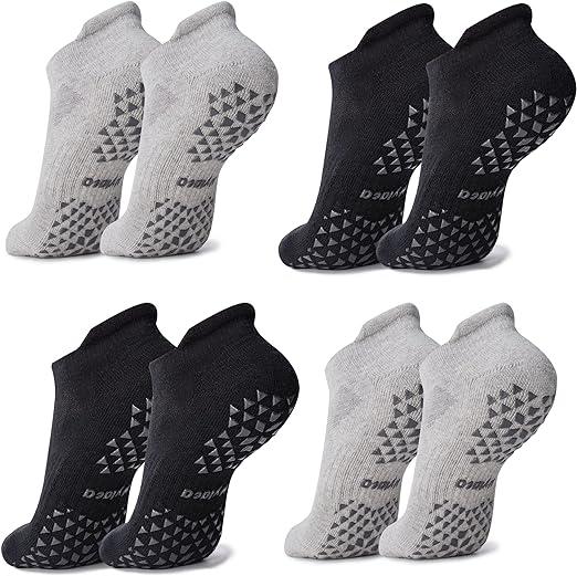 Hylaea Unisex Non Slip Grip Socks for Yoga, Hospital, Pilates, Barre | Ankle, Cushioned