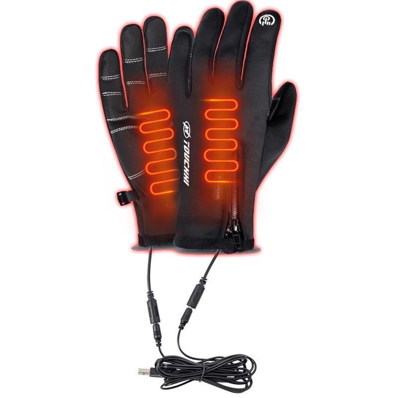 USB Heated Gloves Touch Screen Heating Waterproof Electric Heated Gloves Unisex Thermal Mittens for Outdoor Fishing Motorcycle