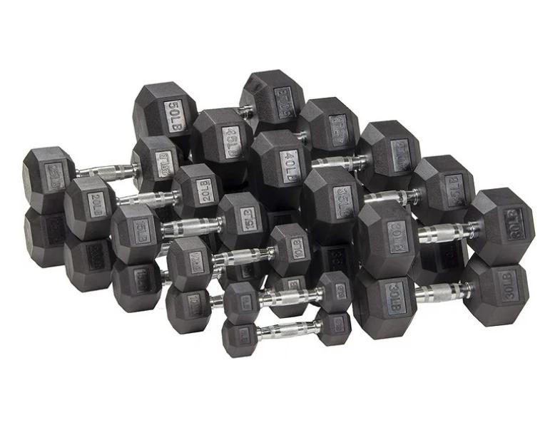 Rubber Encased Hex Dumbbells, 20 Lbs. Pair - Perfect for Home Gym Workouts