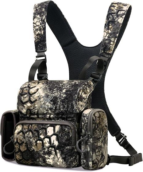 Binocular Harness Chest Pack: Waterproof Bino Case with Rangefinder Pocket for Hunting Birdwatching and Hiking