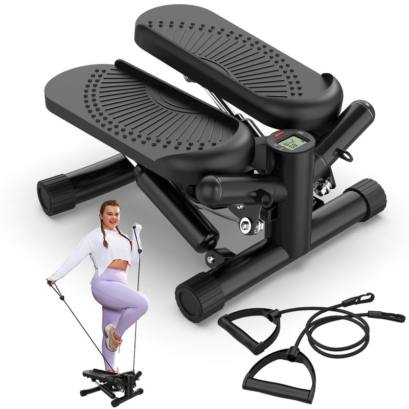 Mini Steppers Machine for Exercise at Home Max 330 Lbs, Stair Stepper with Resistance Bands Handle with Quiet Design, Portable Fitness Stepper Equipment Machine for Full Body Workout