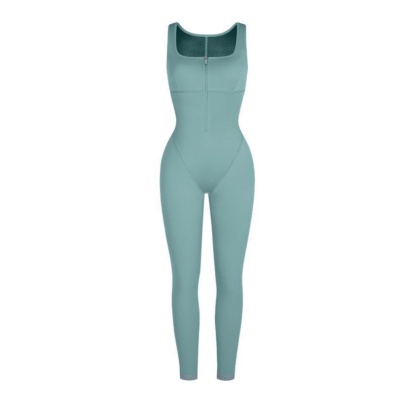 Shapellx AirSlim Zipper Front Slit Sports Jumpsuit