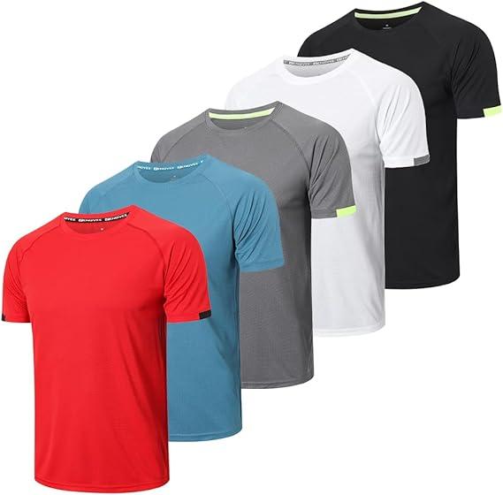 5 10 Pack Mens Short Sleeve Crew Neck Gym T Shirt Running Tops Mens Breathable Moisture Wicking Active Workout Shirts baggy compression shirt