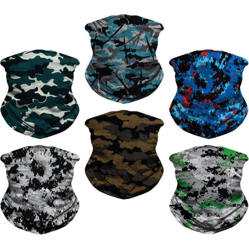 6 Pack Seamless Neck Gaiter for Men Women Headwear Bandana Head Wrap Face Scarf Mask Cover Warmer Balaclava