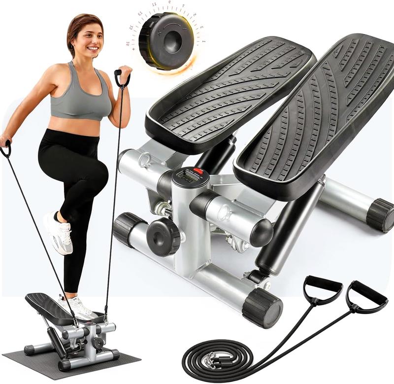 Steppers for Exercise at Home, Stair Stepper Mini Stepper with Resistance Bands, Adjustable Height, Super Quiet