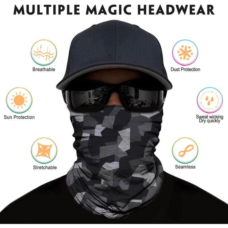 6 Pack Seamless Neck Gaiter for Men Women Headwear Bandana Head Wrap Face Scarf Mask Cover Warmer Balaclava