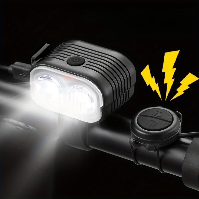 Bicycle LED Light with Horn, USB Rechargeable Bike Light, Bicycle Front Light, Suitable for Street Motorcycles, Mountain Bikes and Road Bikes