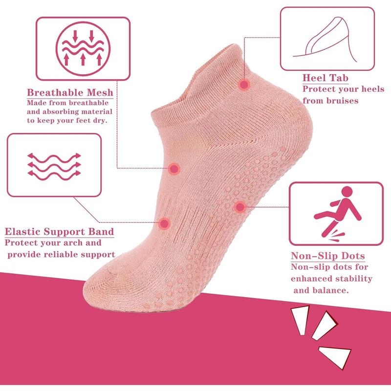 Grip Yoga Pilates Socks Non Slip Barre Athletic Socks with Grips for Women