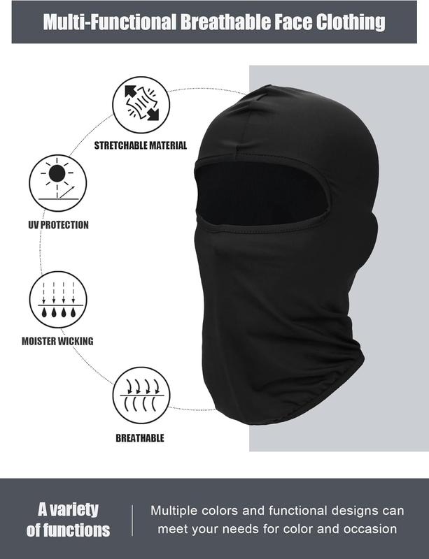 9 count Ski Mask for Men Full  Cover UV Sun Protection  Balaclava  Gaiter Clothing Scarf Bandana(Black)