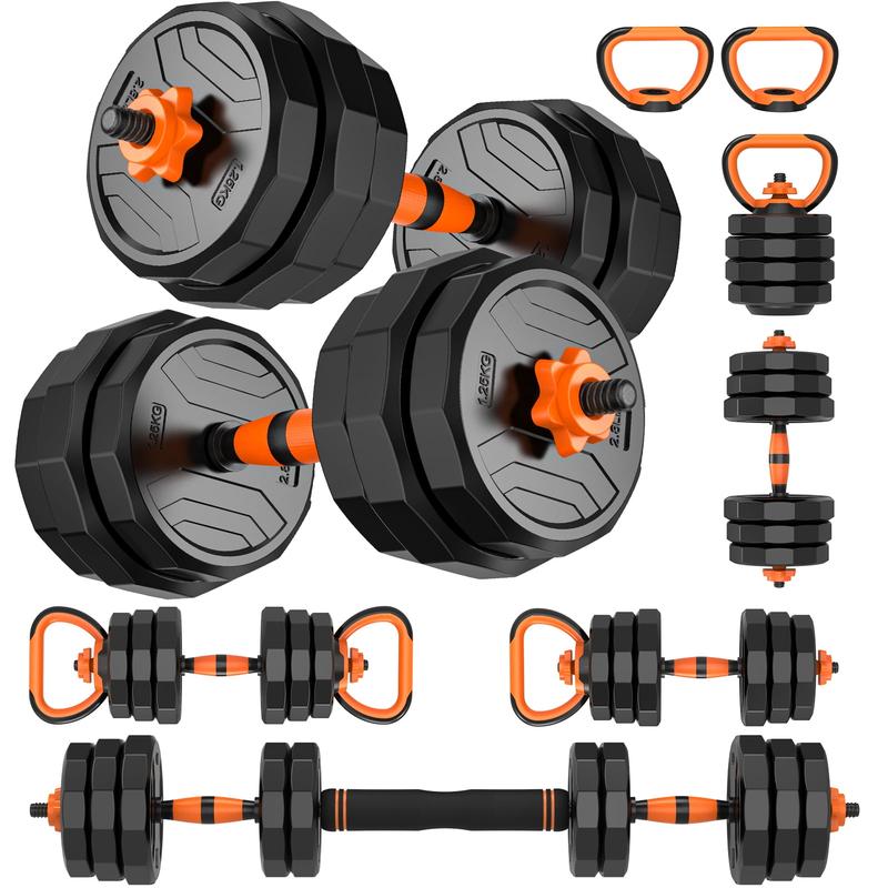 44lb 4-in-1 Adjustable Dumbbells Set Free Weight Set with Connector Used as Barbell, Kettlebells, Push up Stand, Fitness Exercises for Home Gym Suitable Men Women