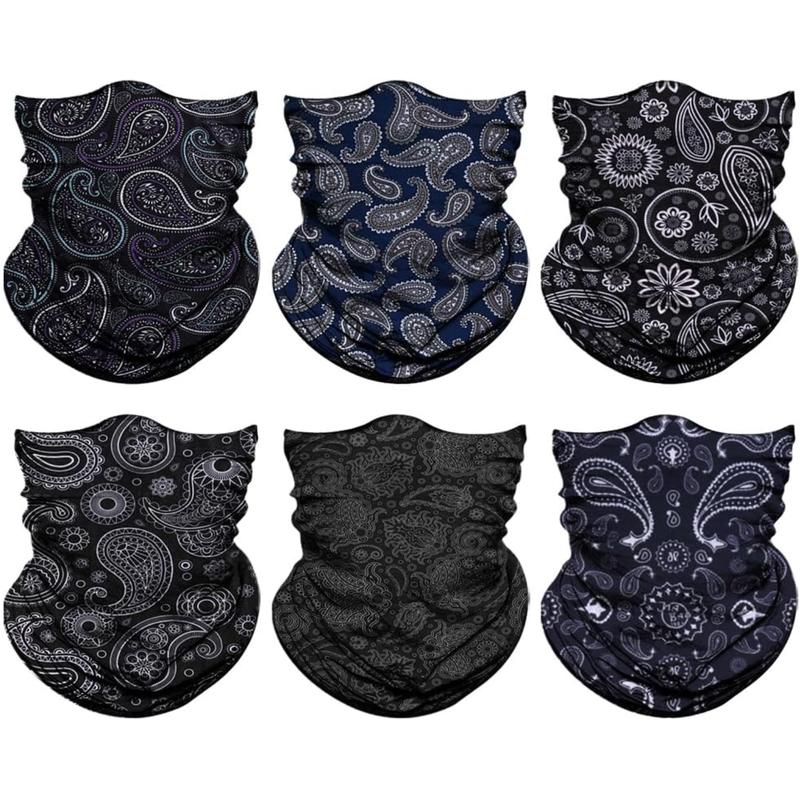 6 Pack Seamless Neck Gaiter for Men Women Headwear Bandana Head Wrap Face Scarf Mask Cover Warmer Balaclava