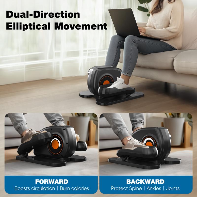 Bliss Furni Under-Desk Elliptical Machine – Compact, Quiet & Portable Pedal Exerciser with Adjustable Speed, LED Display, Ideal Mini Elliptical for Home or Office Workout