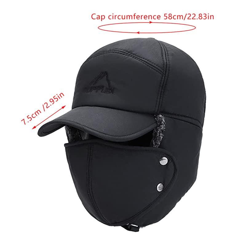 Winter Warm Hat Thicken Faux Fur Hat with Removable Face Mask Outdoor Sports Accessories for Skiing Skating Climbing Cycling Christmas Gift