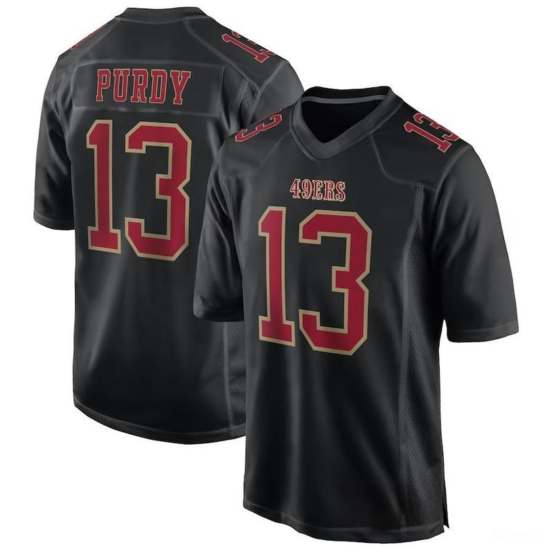 Men's Br0ck Purdy C@rbon Black 49ers Fashion Game Jersey, Casual Loose Fit, Sports Jersey for American Football, Outdoor Streetwear, Party, Youth & Adult Sizes