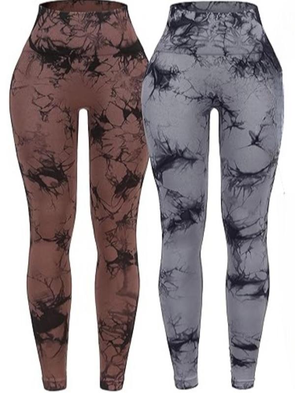 Sporty Women's Tie Dye Print High Waist Sports Leggings, Comfy Breathable Skinny Pants for Yoga Gym Workout Running, Ladies Sportswear for All Seasons, Tummy Control