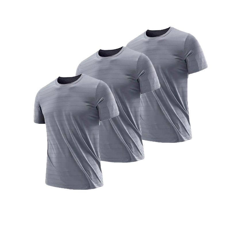 [Black Friday]Holafish 3PC Men's Mesh Quick Drying T-shirt, Lightweight Skin, Round Neck Cut, Stadium Gym Exercise, All-Weather Wear