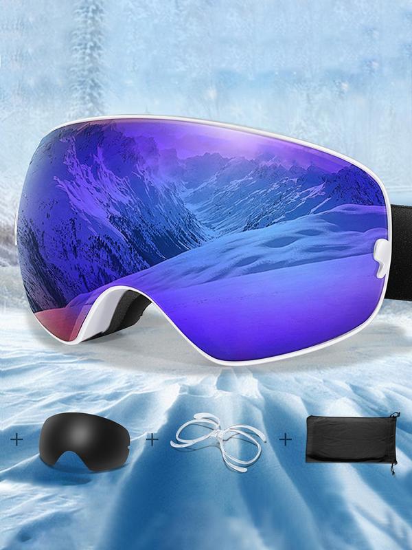 Unisex Sporty Ski Goggles, Ski Goggles with Replacement Lens, UV 400 Protective Skiing Goggles, Fashion Accessories for Outdoor Sports