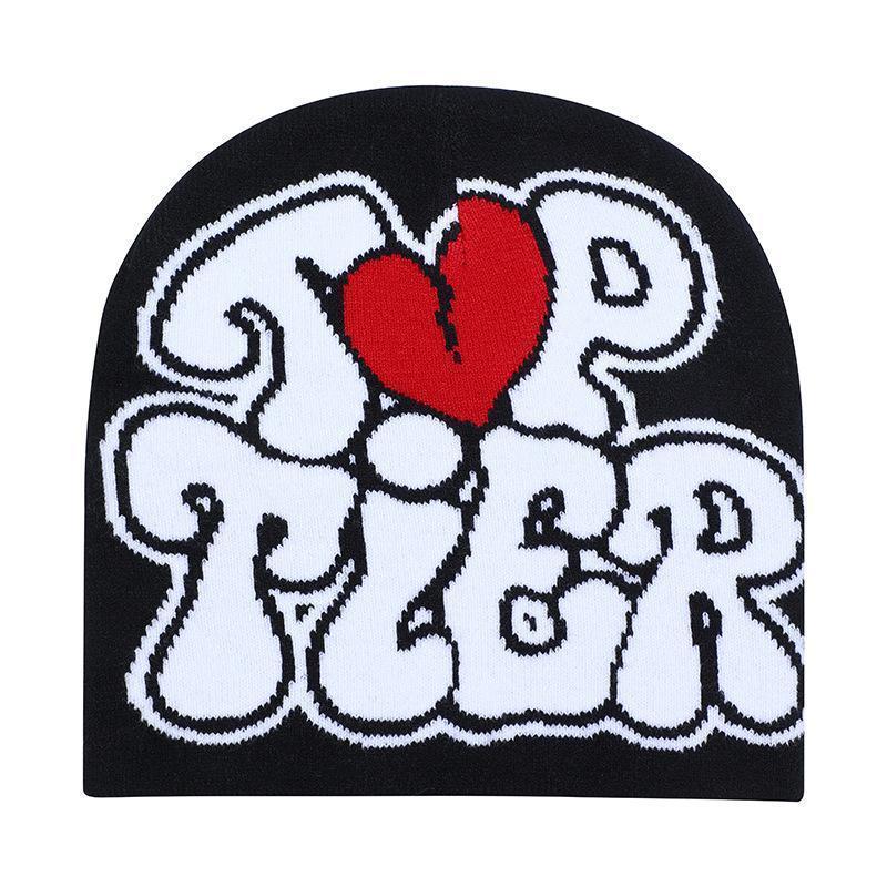 Fashion Unisex Knit Cap Patterned Monogrammed Cap Beanies Heart Letter Hat Cap Mea Culpa Hip Hop Cap Knitwear Casual Winter Warm Hat