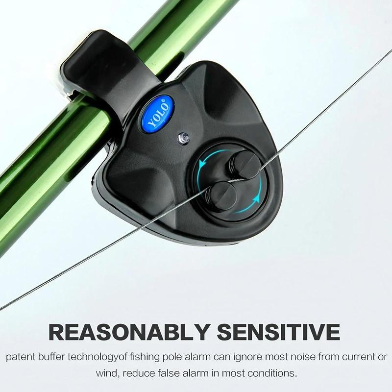 Fishing Bite Alarm, Electronic Fishing Bite Alarm with LED Light, Outdoor Fishing Accessories for Day & Night Fishing, Christmas Gift