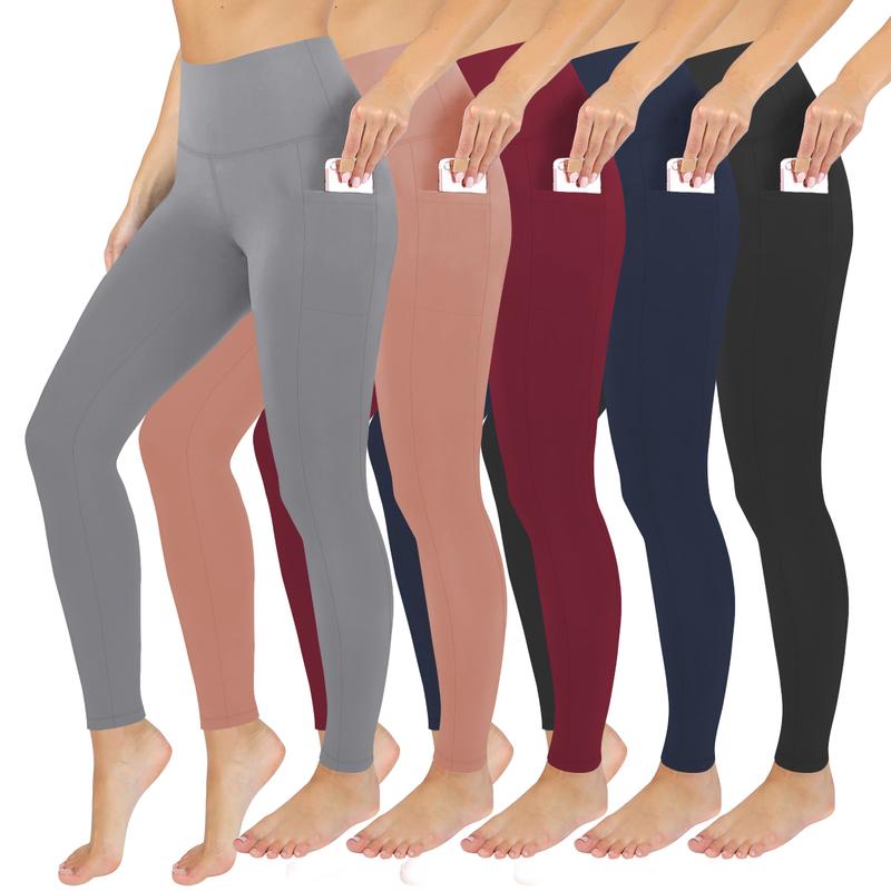 3PCS Soft Leggings with Pockets for Women High Waisted Tummy Control No See Through Workout Yoga Pants Leggings with Pockets