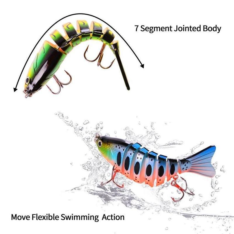 Fishing Lure with Box, 5 Counts Multi Segment Jointed Hard Bait with Hook, Wobblers Swimbait Crankbait Swim Bass for Pike Sinking