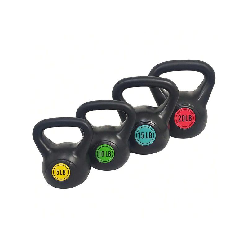 Wide Grip Kettlebell Exercise Fitness Weight Set, 3-Pieces: 5lb, 10lb, And 15lb Kettlebells